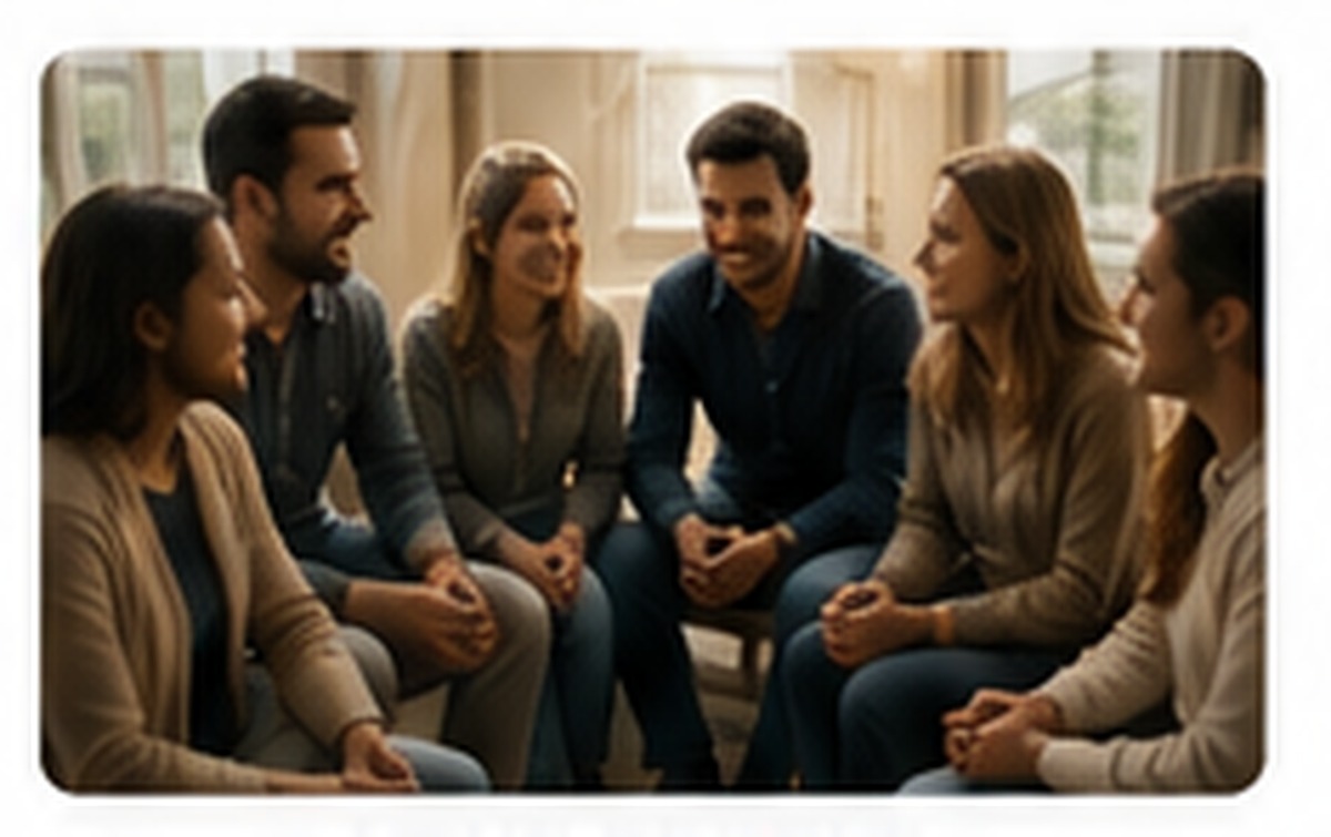 People in warm conversation